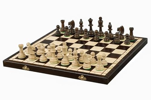 Sunrise Chess & Games Olympisches Schachspiel Groß 42x42 cm, Traditionell Handbemalt, Staunton Holzfiguren