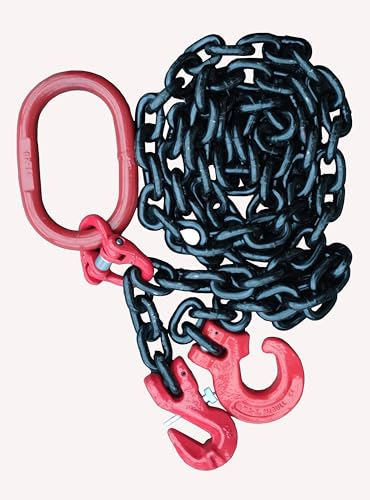 Forstkette Rückekette Chokerkette 10mm 6300daN Nutzlänge: 2m Forsthaken Aufhängering Verkürzungshaken Gütekl.:8 schwarz lackierte Kette nach EN818-2 hochfest und geprüft