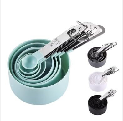 Generic 8 Piece Measuring Cups and Spoon Set in Teal
