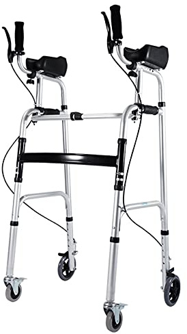 Fällbara Upprättstående Rullstolar Med Bromsar & Underarmsstöd, Senior Lättviktsrullator I Aluminium För Långa Personer/Te Lädersäte