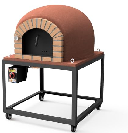 MOVELAR - Holzofen für den Außenbereich, Modell STROMBOLI (Burdeos - 120 x 120 x 165 cm) – isoliert mit Kork & 3 Keramikmatten, traditioneller Backofen für Brot & Pizza