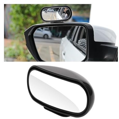Adunsiaoto 360° Rotating Auxiliary Mirror, Waterproof Rotatable Convex Rear View Mirror for Universal Cars, 360° Adjustable Rotate Car Safety Auxiliary Side Mirrors for Trucks Cars SUVs(Black)