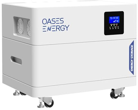 Oasesenergy LiFePO4 48V 100Ah Lithium Batterie mit 5kW Wechselrichter, Stapelbarer Batteriespeicher 5kWh, modulare Erweiterbarkeit, ideal für pv Speicher, solarspeicher, solaranlage PV, stromspeicher