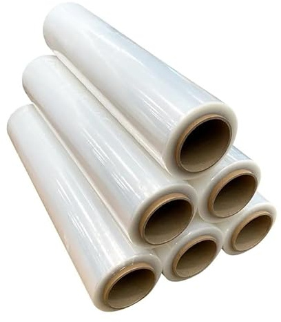 CRINSTON Transparente Verpackungsfolie – Rolle für industrielle Verpackung und Palettierung, Kunststoff mit hoher Elastizität und Widerstandsfähigkeit – 50 cm Breite (6 Stück)
