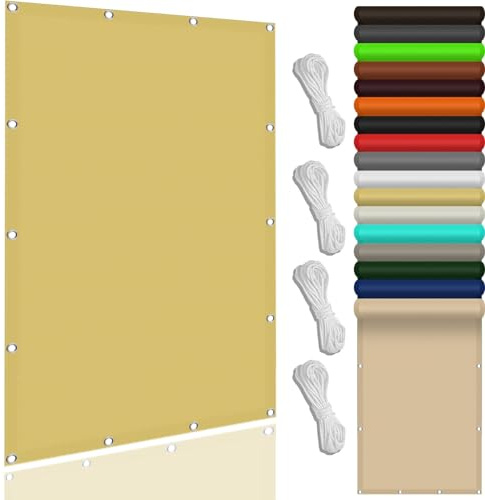 Tenda da Sole Parasole Tenda a Vela 200 x 250 cm Protezione Dal Calore Protezione Solare Impermeabile Tenda Parasole Vela Ombreggiante per Esterno Giardino Terrazza, Color Crema