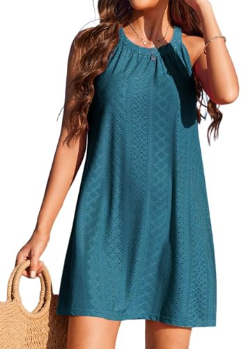 Zetieny Damen Strandkleid Sommer Bikini Cover Up Aushöhlen Trägerkleid