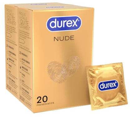 DUREX Nude - 40 Préservatifs pour Homme - Ultra Fins - Taille Standard (2x20)