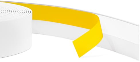 Quest Bande plate PVC 50 mm Autoadhésif - Blanc, 20 m | Baguette flexible pour fenêtres et portes, protège de l’humidité et de la saleté, pour une finition propre
