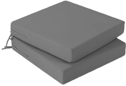 Generisch 3cm Dicke Sitzkissen Outdoor Stuhl, 2er 4er 6er Set Wasserdicht rutschfest Stuhlkissen Mit Bändern, Waschbar Abnehmbarer Sitzpolster Outdoor Gartenstuhl Bodenkissen,Grau,2er Set 35x35cm