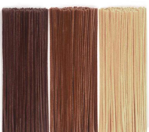150 Stück Pfeifenreiniger zum Basteln, 3 Verschiedene Braun Pfeifenputzer Chenilledraht, 30 cm Lang Pfeifenputzerdraht Pipe Cleaner für Handwerk, DIY Craft Projekte, Basteln, Dekorieren (3 Farben)