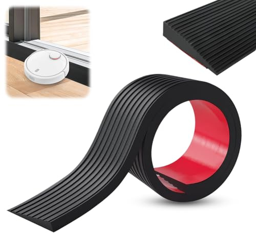 Rampa per soglia da porta, 900 x 80 x (10-30) mm, in gomma piena, antiscivolo, per deambulatore, passeggino, scooter elettrico, rampa per robot aspirapolvere, carico fino a 1000 kg, nero