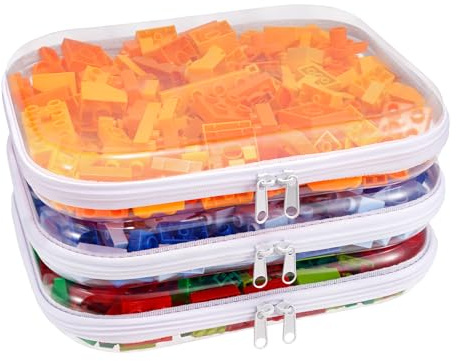 Boîte de rangement transparente avec couvercle, sac transparent, sac à jouets pour les déplacements, trousse de toilette rigide, sac de rangement étanche pour médicaments et organisation, Lot de 3