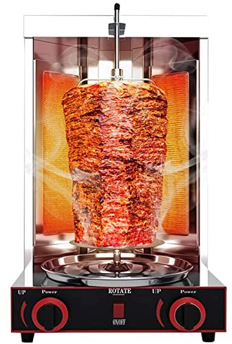 Grille verticale pour kebab Doner – Gril à gaz en acier inoxydable avec rôtissoire | Température réglable de 50 à 300 ℃ | Parfait pour les barbecues à domicile et la cuisson de la viande