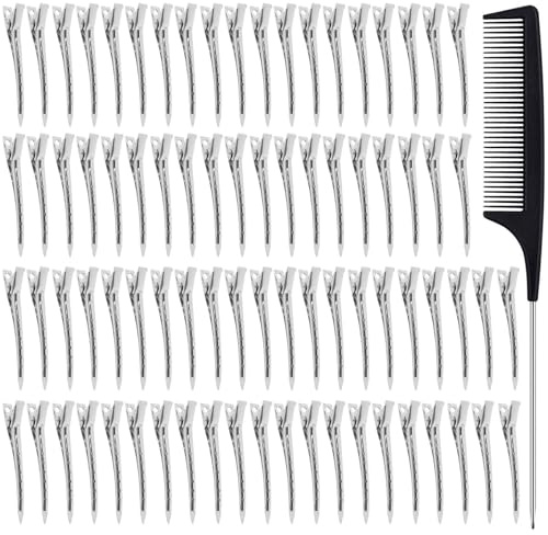 80 Stück Haarclips Damen, 9cm Spangen Haare, Silber Haarklammern, Metall Abteilklammern Friseur, Haarklammern Friseurbedarf für Mädchen Friseursalon Haarstyling Friseursalon Haarstyling Zubehör
