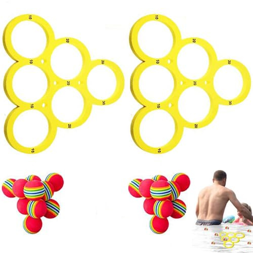 Fierudeng Swimming Pool Ball Toss Game, Floating Pool Ball Game, Pools Toy Games Set, Fun EVA Floating Water Sports Pools Games Throwing Toys With 2 Ring And 20 Balls