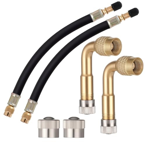 KALIONE Tire Valve Adapter, 215mm Tire Valve Stem Extension Adaptor with Brass, Flexible Valve-Stem Extender with 90 Degree Tire-Valve-Stem for RV, Bike, Motorcycle, Car