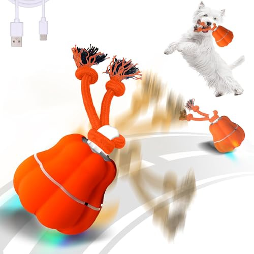TUWU Hundespielzeug Interaktives Hundeball, Intelligenter Automatischer Rollball für Haustiere, Dog Toys Interaktiver Spielball für Hunde, Hundeball Elektrisch Katzenspielzeug Rollender Ball (Orange)
