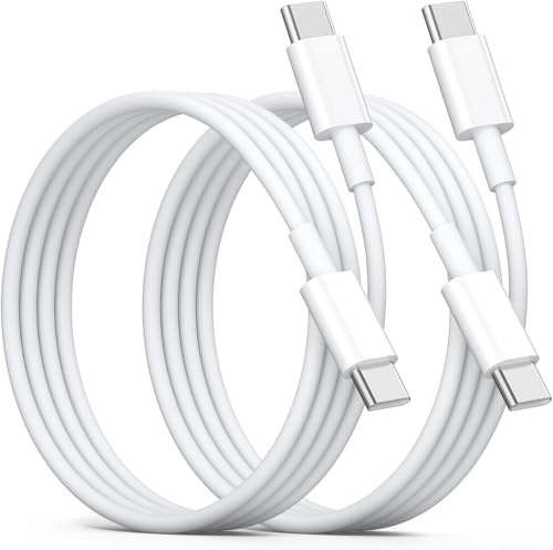 Lot de 2 Câbles USB-C vers USB-C 60W (1M + 2M) – Charge Rapide Power Delivery – Câble Blanc Compatible Xiaomi, Huawei, iPad, MacBook, Android – USB Type-C Rapide & Durable
