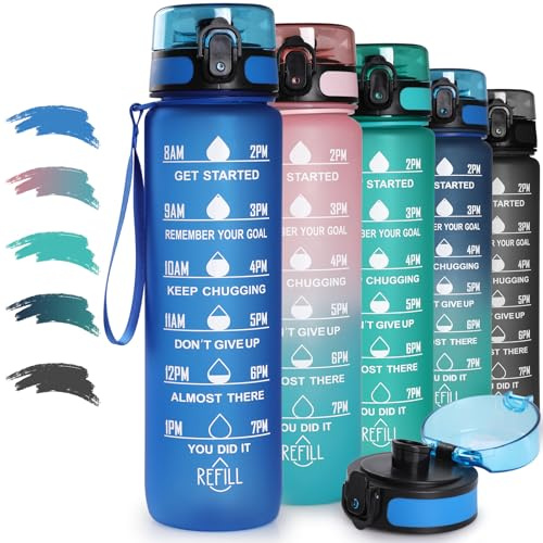 Joogee Bouteille d'eau 1L, Gourde Sport 1000ml Bouteille d'eau étanche, sans BPA, Bouteille Reutilisable, pour Enfant, Adulte, Randonnée, l'école, Fitness, Camping, Gym