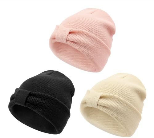 DRESHOW Beanie Baby Vintermössor för Småbarn Mjuk Stickad Unisexmössa för Pojkar och Flickor Varma Mössor med Rosett för 6-36 Månader