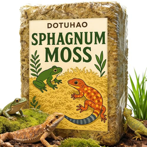DOTUHAO Sphagnum Moss for Reptiles, 1.1LB Terrarium Reptiles Moss Green Dried, Moss Bedding for Turtles, Frogs, Snake, Gecko Reptile Substrate (1.1 LB)