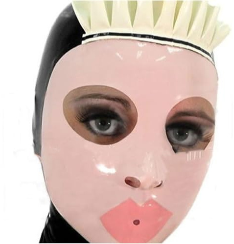 WJXJKCZ Sexy Maid Latex Hood Mask Rubber Head Cover Back Zipper Bondage Fetish BDSM Sexy Role Play Accessories(Size:S-53CM)