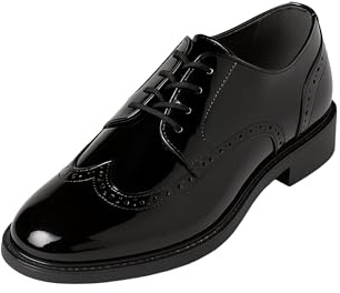 SIRRI Derby Brogue skor med vingspets för män, snörskor, lackläder, affärs- och bröllopsskor, Svart, 44 EU