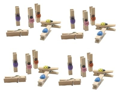 LIFKOME Set 30 Pezzi Clip per Foto in Legno Naturale 35Mm Mini Mollette Portafoto per Decorazioni da Parete Collage di Foto e Messaggi per Casa e Dormitorio Colore Colore Casuale