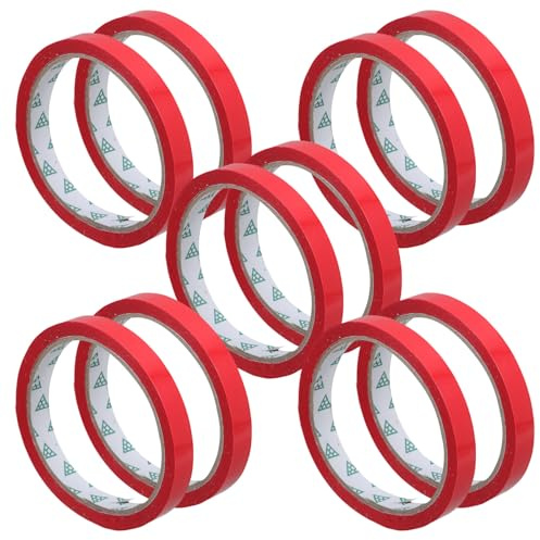 Ruban Adhésif pour Paquet de Légumes 10 Pcs Polypropylène Rouge | Liens Plastique pour Marchés Fermiers, Rouleaux de Fermeture Pratiques, Bande Stretch pour Emballage