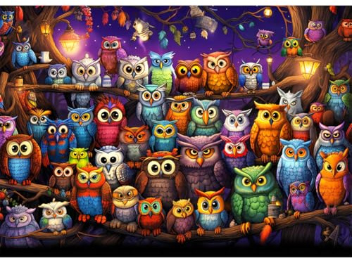 HUADADA Puzzle de 1000 pièces pour adultes – Motif hibou, puzzle classique avec impression mate douce pour les yeux, cadeau de haute qualité pour les amateurs de puzzle