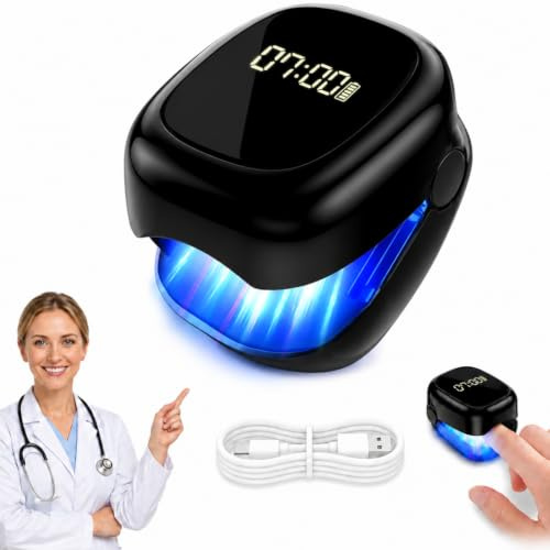 Nail Fungus Laser Device Anti-Fungal Nail Treatment for Damaged Discoloured | 940nm Infrared Light+500nm Blue Light Portable LCD Antifungal Laser with Time Display for Toenails Nails Home & Travel Use
