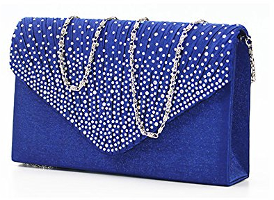 Damen Envelope Clutch Bag Abendtasche Braut Hochzeit Tasche Handtasche (blau)