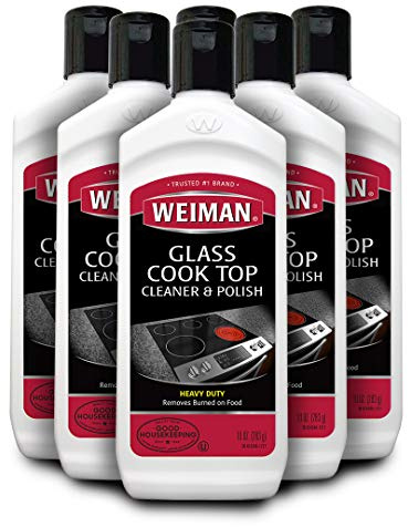 Weiman Glass Cook Top Cleaner and Polish - 10 Ounce [6 Pack] Heavy Duty No Scratch Glass Ceramic Safe Non-Abrasive Stovetop Cooktop Cleaner