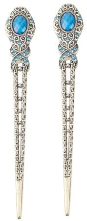 Lurrose 2Pcs Vintage Rhinestone Hair Pin Chopsticks Chinese Bronze Hair Sticks Stylish Accessory for Women Girls Adults