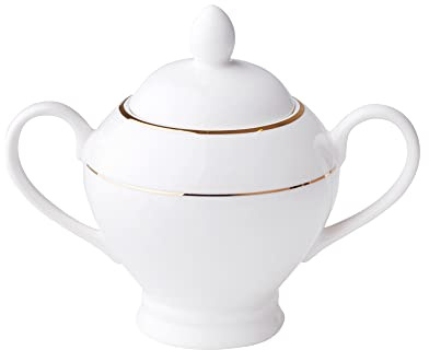 AMBITION 23062 Zuckerdose Aura Gold 300 ml Porzellanzuckerdose Dose mit Deckel Zucker Schüssel Zuckerkännchen elegant modern, Porzellan