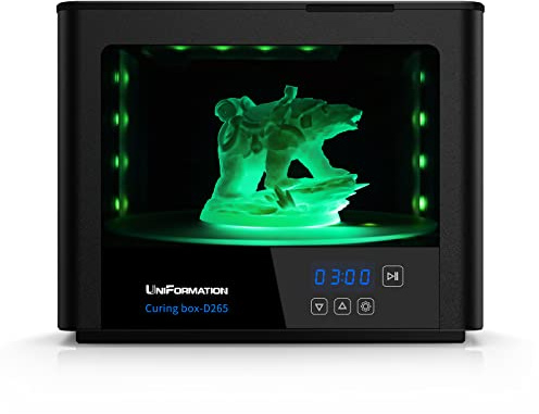 UniFormation UV-Härtungsmaschine 10,2 Zoll Harzhärtungsstation 405 nm Professionelle Härtungsbox mit 360°-Drehteller für große oder Chargenmodelle, Größe: 11,81 x 11,81 x 9,45 Zoll