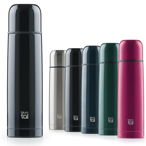 Blumtal - gourde isotherme 700 ml - bouteille istoherme sans BPA pour boissons chaudes & froides - gourde inox étanche avec gobelet pour café et thé - gourde metal 100% étanche - noir