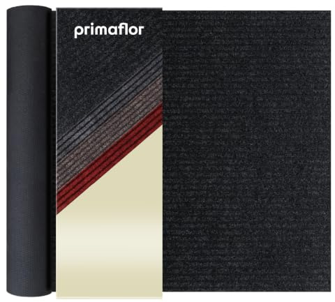 Primaflor Schmutzfangläufer Gin | 200 x 150 cm | Anthrazit | Meterware | Gerippte Schmutzfangmatte, Fußmatte, Fußabtreter und Eingangsmatte aus 100 % Polypropylen mit Gelrücken, 6 mm, leicht kürzbar