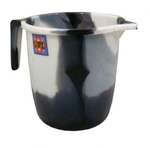 1.5 Litre Plastic Water Jug with Handle and Spout Kitchen Plastic Mugs for Bathroom, Hair Washing Jug (Black) (1)