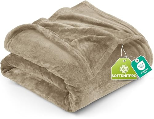 Utopia Bedding Coperta in Pile Coperta Leggera per Letto, Divano o Divano, Adatta a Tutte le Stagioni [259x228 cm, Cammello]