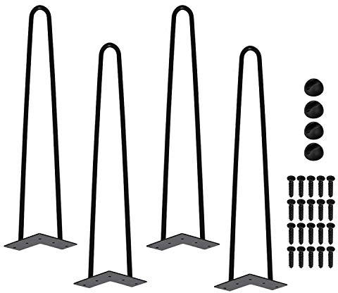 Ansobea Hairpin Legs tischbeine Metall schwarz Tischkufen Haarnadel Tischbein 12 mm, Hairpin Legs aus Stahl, 2-Stange Bein, 35 cm 4 Stück