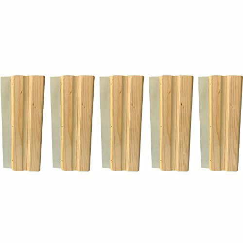 3 Ace Crafts 5 Screen Printing Rubber Squeegee, Smooth Rubber Blade, Rubber Ink Scraper with Wooden Handle, Leveling, Cleaning, Pushing Ink Through a Mesh Screen, Discharge Ink, Size 21.5cm