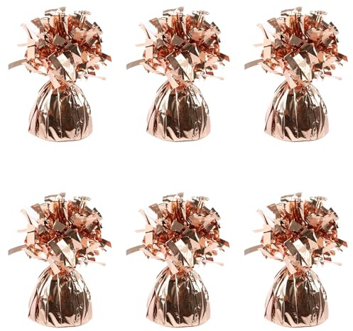 Ballongvikter för heliumballonger i roséguldfolie – 6 x 160 g tunga ballongvikter födelsedagsfest bröllopsfirande dekor med tofsar