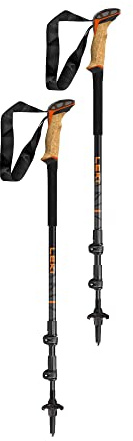 LEKI Makalu Cork Lite Aluminum Adjustable Lightweight Walking Poles for Trekking & Hiking - Orange-Black-Anthracite - 100-135 cm