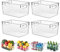 Fridge Organiser with Handles, 4 Pack Clear Pantry Organizer Bins, Food Storage Basket for Kitchen, Countertops, Cabinets, Refrigerator, Freezer, Bedrooms, Bathrooms, 29x20x15.5cm