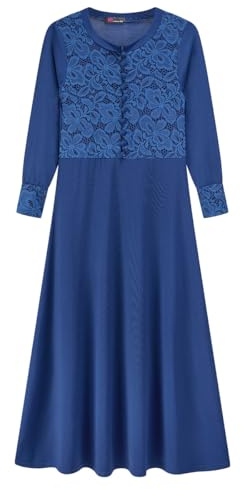 Girls Lace Abaya Dress for Islamic Style Design Party Ceremony Childrens Kids 5-6 Years Blue