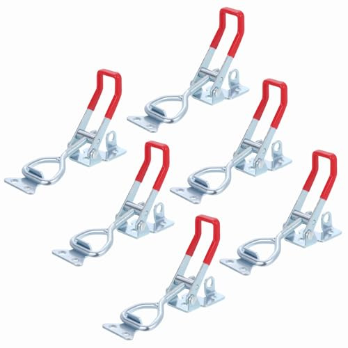 sourcing map 6Pcs Toggle Latch Clamp, 7 Inch Iron Adjustable Toggle Clamp 661lbs Holding Capacity Pull for Box Case Gate Cabinet