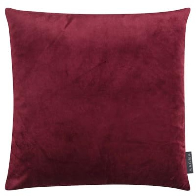 MAGMA Samt Uni Kissenbezug 40x40 cm - Bordeaux,- samtig weich kuscheliger Stoff, rechteckiger Kissenbezug, für Wohnzimmer, Schlafzimmer, Büro und Gästezimmer Waschbar