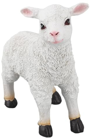 Tissting Gartenstatue Lamm Deko Figur 16cm Klein Harz Abnehmbar Garten Ziegen Skulptur Schafe Statue Dekoration Geschenk für Kinder, Drinnen und Draußen Ornament(Stehen)
