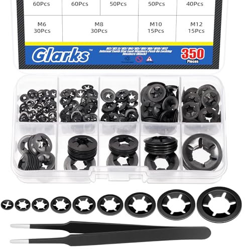 Glarks Lot 351 rondelles internes acier 65Mn M2 M2,5 M3 M4 M5 M6 M10 M12 vitesse rapide verrouillage Push on